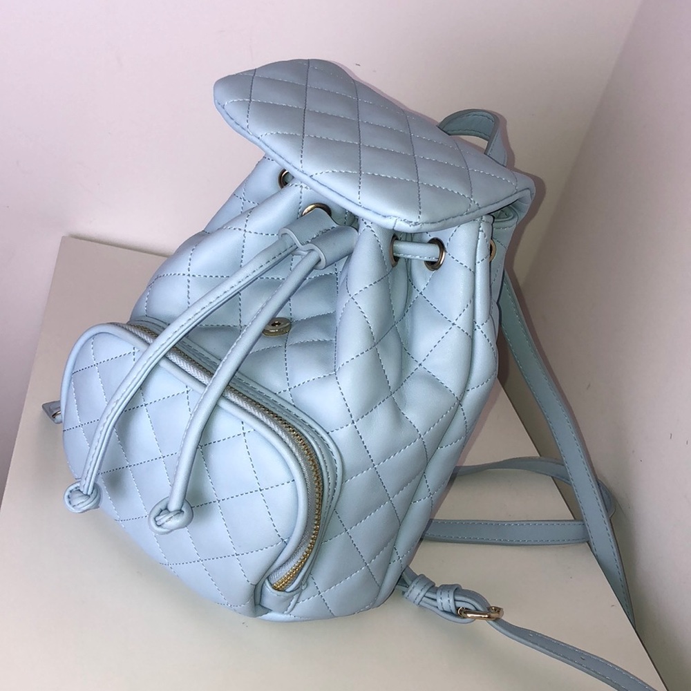 Blue Quilted Backpack